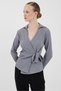 Gray Front Tie Detailed Long Sleeve Blouse 8019A - 2