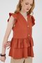 Tile V-Neck Button Ruffle Sleeve Blouse 8052A - 4