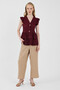 Burgundy V-Neck Buttoned Ruffle Sleeve Blouse 8052A - 3