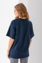 Women's Crew Neck Plain Basic Cotton T-Shirt Navy Blue - 25501 - 8