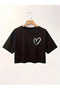 Heart Printed Crop T-Shirt for Women