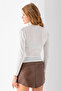 Women's Stand Collar Gathered Detailed Long Sleeve Blouse White - 2431 - 8