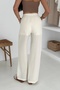 Elastic Waist Wide Leg Trousers Ecru - 7