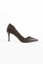 Stylish Matte Brown Vegan Leather Stiletto |   7 cm Thin Heeled Daily Comfortable Office Shoes Neolit ​​Sole - 5