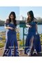 Women's 2023 Off Shoulder Long Party Dress Short Sleeve High Split Bodycon Evening Gown Maxi - 4