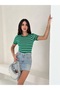 Stripe Detailed Short Sleeve Knitwear Blouse - 6
