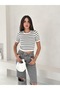 Stripe Detailed Short Sleeve Knitwear Blouse - 5