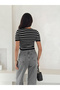 Stripe Detailed Short Sleeve Knitwear Blouse - 7