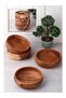 4-Piece Wooden Snack Bowl - Round Natural Snack Plate, 10 cm - 6