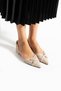 The Icon of Elegance Women's Beige Pointed Toe Heeled Ballerina Shoes - 2