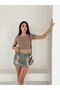 Stripe Detailed Short Sleeve Knitwear Blouse - 3