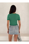 Stripe Detailed Short Sleeve Knitwear Blouse - 7