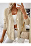Baklava Patterned Buttoned Model Woven Detailed Long Sleeve Knitwear Cardigan - 6