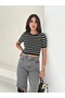 Stripe Detailed Short Sleeve Knitwear Blouse - 5