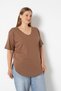 Women's V-Neck Plus Size T-Shirt with Slit and Stitched Hem - 2