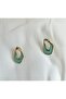 Asymmetric Water Green Enamel Gold Color Earrings - 2