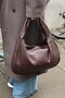 Women's Retro XL Dark Brown Shoulder Bag - 3