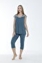 Women's Viscose Elastane Fabric Short Sleeve Top - Capri Set with Lace Bottom / Dark Green 14531 - 3