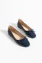 Navy Blue Patent Leather Toe Bow Detailed Women's Ballerinas – Vegan Leather, Non-Slip Sole, Casual & Office Chic - 5