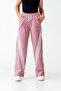 Girls' Wide Leg Pocketed Comfortable Cut Combed Cotton Sweatpants
