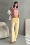 Elastic Waist Tied Waterway Stripe Wide Leg Pants - High Waist Comfortable Textured Knitted - 3