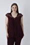 Women's Plus Size Viscose Elastane Fabric Short Sleeve Capri Set / Burgundy - 14680 - 8