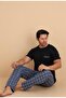 Men's Plaid Short Sleeve Pajama Set - Blue