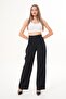 Women's Velcro Detailed Wide Leg Fabric Trousers 260123 - - 2