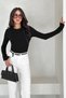 Women's Burgundy Long Sleeve Blouse – Stylish Design with Gold Button Detail - 4
