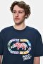 Kingston Navy Blue Crew Neck Printed Oversize Men's Tshirt - 4