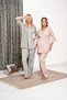 Powder Flannel Plaid Lace Detailed Winter Long Sleeve Maternity Maternity 3-Piece Dressing Gown Pajama Set - 4