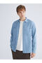 Regular Fit Long Sleeve Men's Jean Shirt