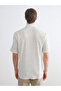 Ecru Regular Fit Short Sleeve Striped Men's Shirt - 5