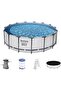 Steel Pro MAX Frame Pool Complete Set with Filter Pump Diameter 457 x 122 cm, Light Grey, Ro - 2