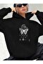 Oversize Unisex Hooded Sweatshirt with Butterfly and Moon Print