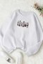 Unisex White London Printed Crew Neck Sweatshirt - Winter Embossed Fabric