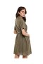Schiffli Shirt Dress with Classic Collar and Short Sleeves - 3