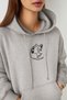 Cat Holding a Goblet Printed Winter Hoodie Women Black&Gray - Women's Printed Hoodie