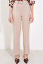 Women's High Waist Fabric Trousers Beige 1255 - 3