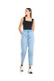 Faded Carrot Fit Jeans with Button Closure