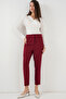 Women's High Waist Fabric Trousers Claret Red 1270 - 3