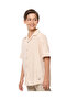 Textured Shirt with Revere Collar and Short Sleeves - 2
