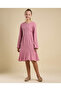 Ribbed Tired Dress with Crew Neck and Long Sleeves - 2