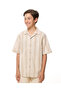 Striped Shirt with Revere Collar and Short Sleeves
