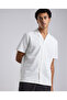 Textured Shirt with Revere Collar and Short Sleeves