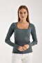 Women's Long Sleeve Square Neck Lace Detail 100% Cotton Blouse – Stylish and Comfortable 3004