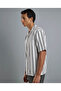Striped Shirt with Revere Collar and Short Sleeves - 4