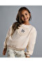Appliqued Sweatshirt with Crew Neck and Long Sleeves
