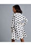 Polka Dots Flared Dress with Crew Neck and Long Sleeves - 4