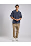 Striped Shirt with Revere Collar and Short Sleeves - 2